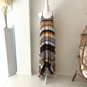 Coco & Main Striped Racerback High-Low Maxi Dress